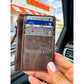Western Cowhide Leather Keychain Wallet Longhorn - Texas Front Porch
