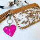 Western Heart Cowhide Hairon Keychain - Texas Front Porch