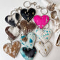 Western Heart Cowhide Hairon Keychain - Texas Front Porch