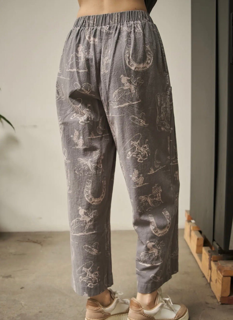 Western Motif Wide Leg Pants - Texas Front Porch