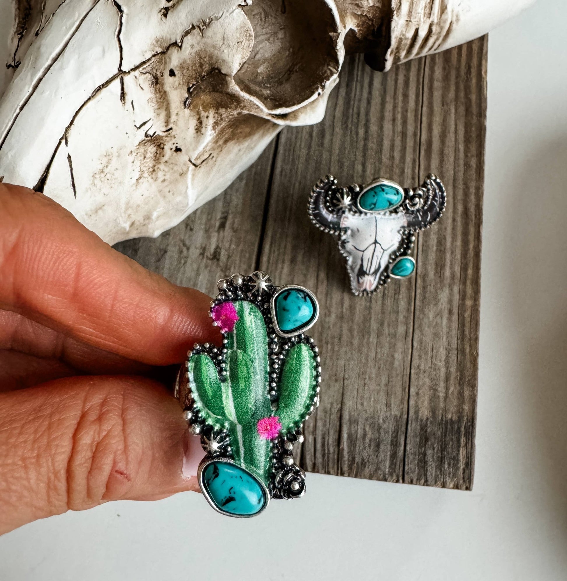 Western Pendant Adjustable Ring - CACTUS in STOCK - Texas Front Porch
