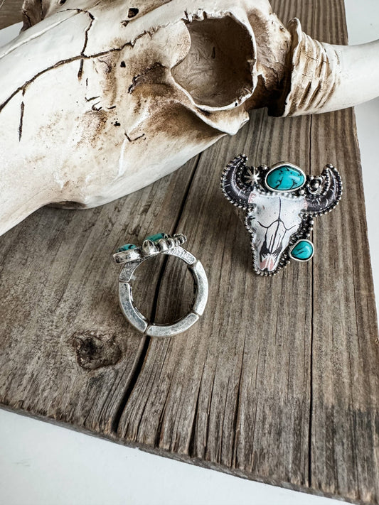 Western Pendant Adjustable Ring - Cactus | Steer  - Texas Front Porch