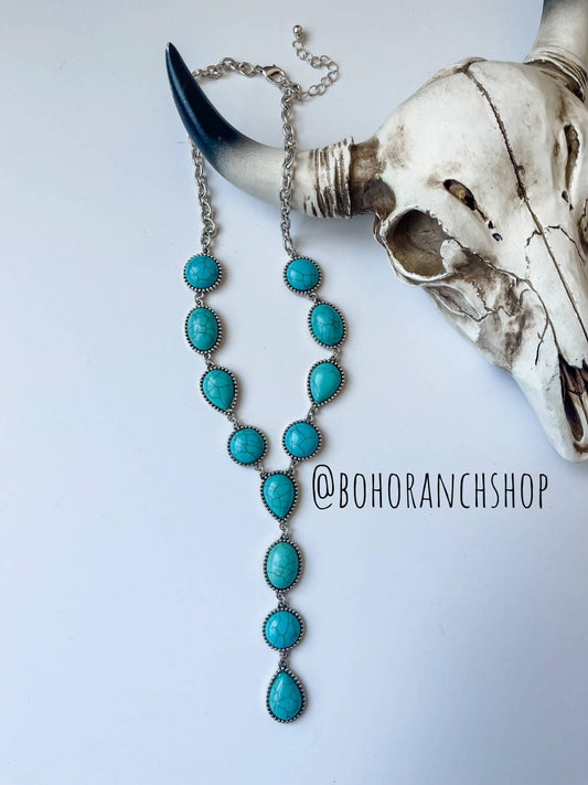 Western Y Necklace Semi Stone Necklace - Texas Front Porch