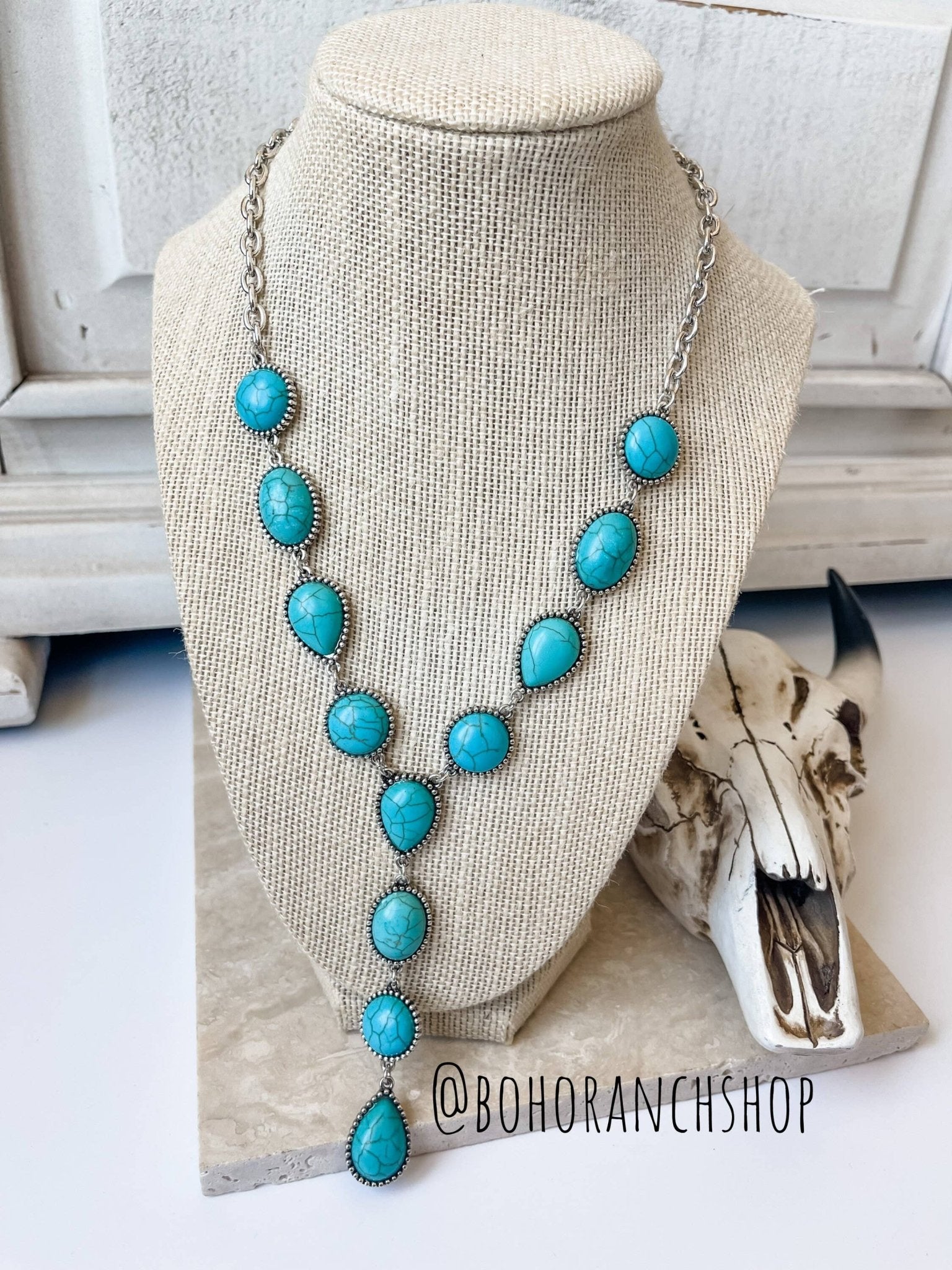 Western Y Necklace Semi Stone Necklace - Texas Front Porch