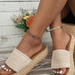 White Boho Woven Non - slip Wedge Slippers - Texas Front Porch