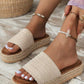 White Boho Woven Non - slip Wedge Slippers - Texas Front Porch