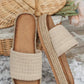 White Boho Woven Non - slip Wedge Slippers - Texas Front Porch