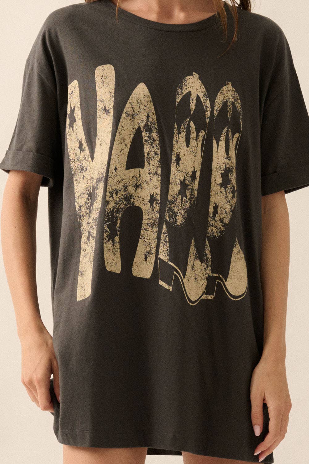 Ya'll Cowboy Boots Vintage Wash Western Graphic Tee - Texas Front Porch