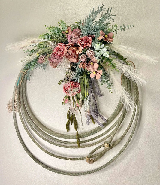 Dusty Pink Thistle Lariat Wreath - Texas Front Porch