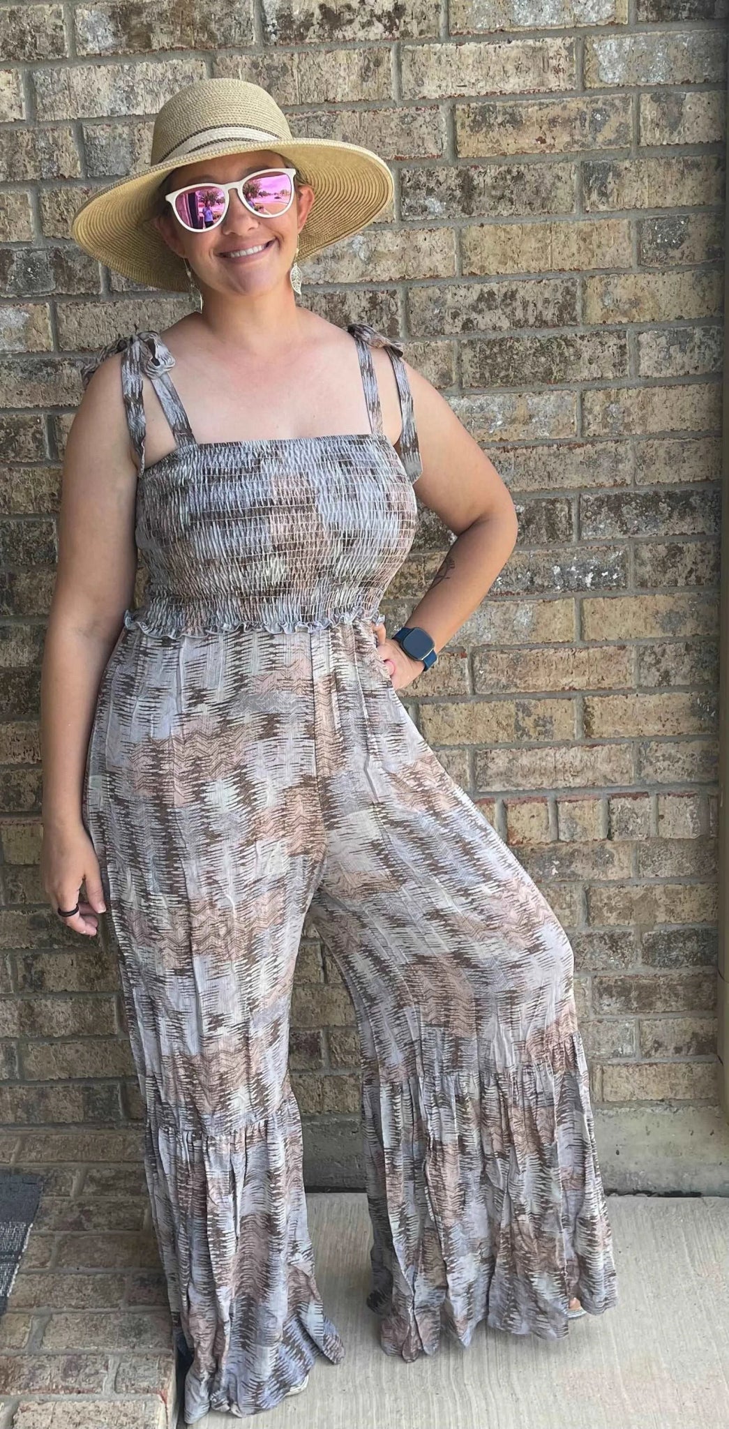 Grey Vintage Smocked Overalls Jumpsuit - Texas Front Porch