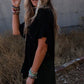 Knit Splicing V Neck Studded Blouse - Texas Front Porch
