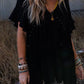 Knit Splicing V Neck Studded Blouse - Texas Front Porch