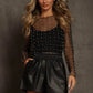 Pearl - Embellished Long Sleeve Mesh Top - Texas Front Porch