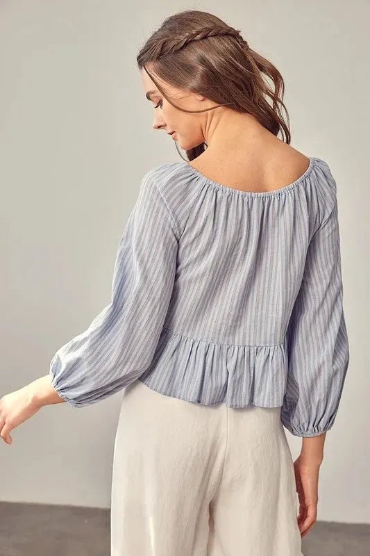 Twisted Balloon Sleeve Top - Texas Front Porch