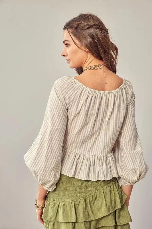 Twisted Balloon Sleeve Top - Texas Front Porch